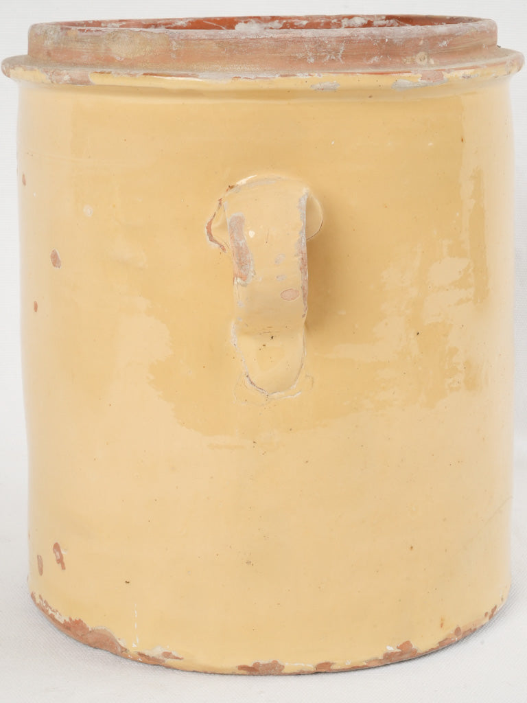 Rustic yellow-red glazed French pot