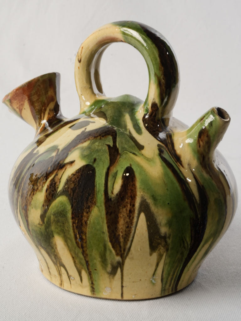Vintage Kanti Water Pitcher w/ Glossy Marbled Glaze - 8"