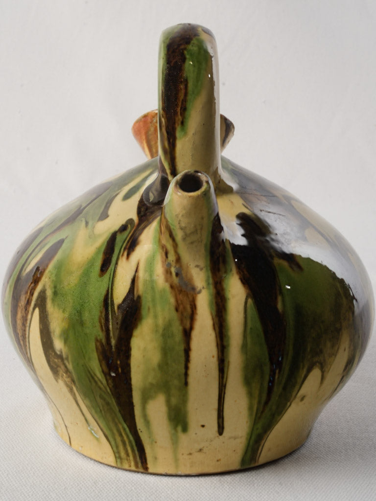 Vintage Kanti Water Pitcher w/ Glossy Marbled Glaze - 8"
