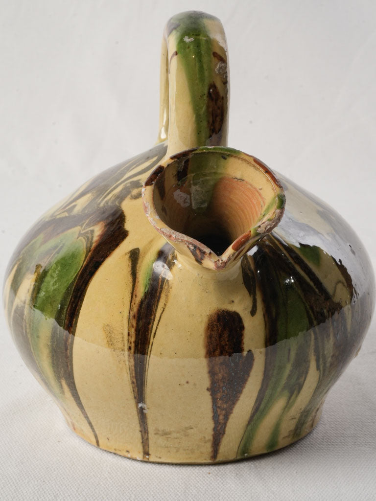 Vintage Kanti Water Pitcher w/ Glossy Marbled Glaze - 8"