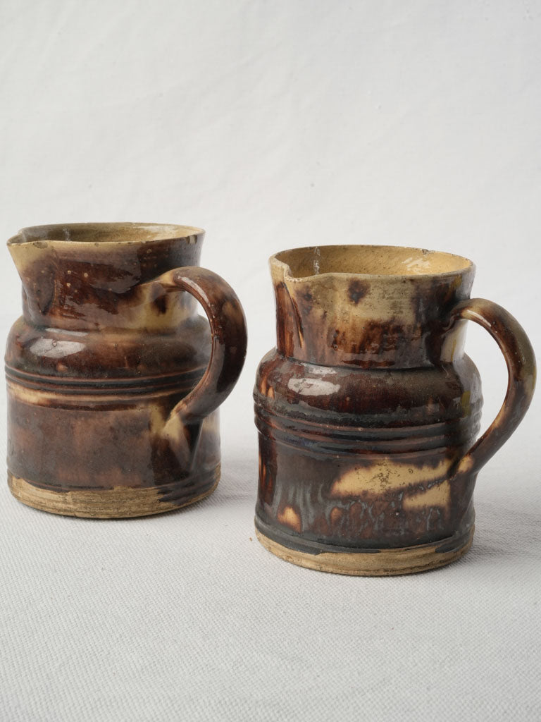 Flamed chocolate glaze ceramic pots  