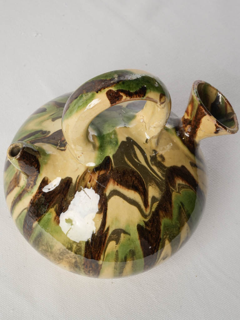 Vintage Kanti Water Pitcher w/ Glossy Marbled Glaze - 8"