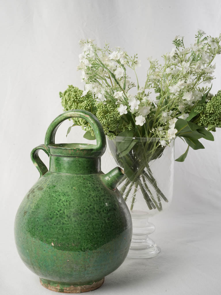 Provençal Terracotta Water Pitcher w/ Green Glaze c. 1900 - 13½"