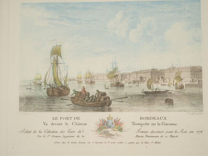 Elegant French harbor engravings set
