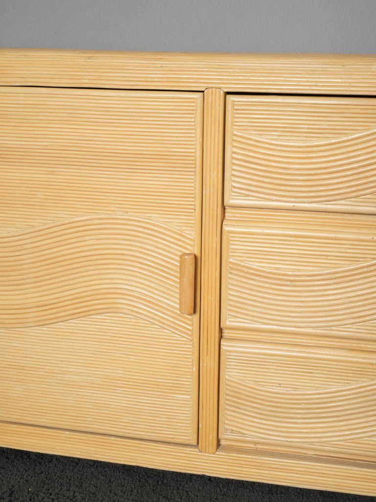 Stylish 1970s rattan inlay sideboard