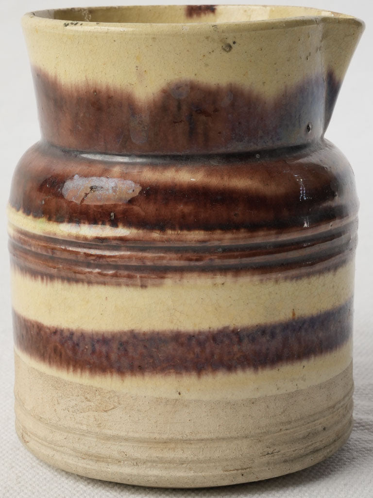 Petite Dieulefit Ceramic Creamer w/ Ringed Chocolate Glaze - 4"