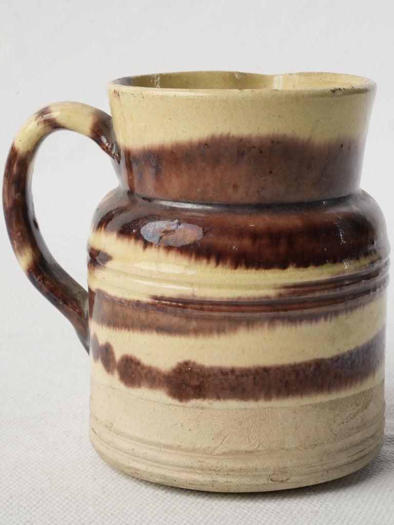 Petite Dieulefit Ceramic Creamer w/ Ringed Chocolate Glaze - 4"