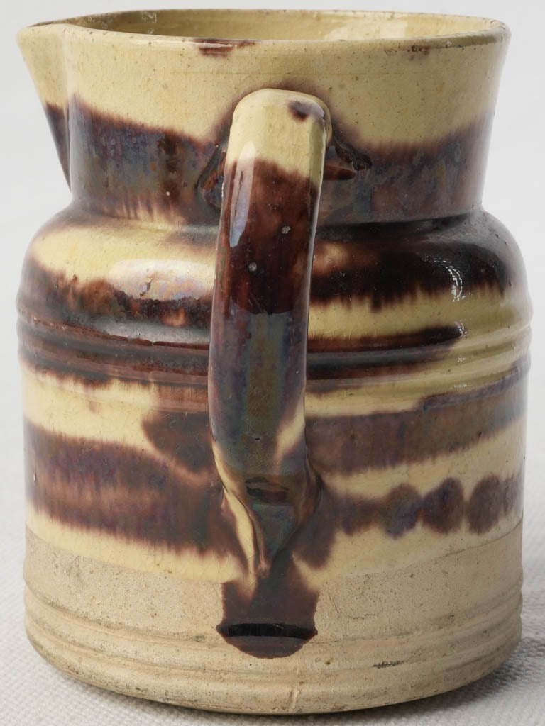 Petite Dieulefit Ceramic Creamer w/ Ringed Chocolate Glaze - 4"