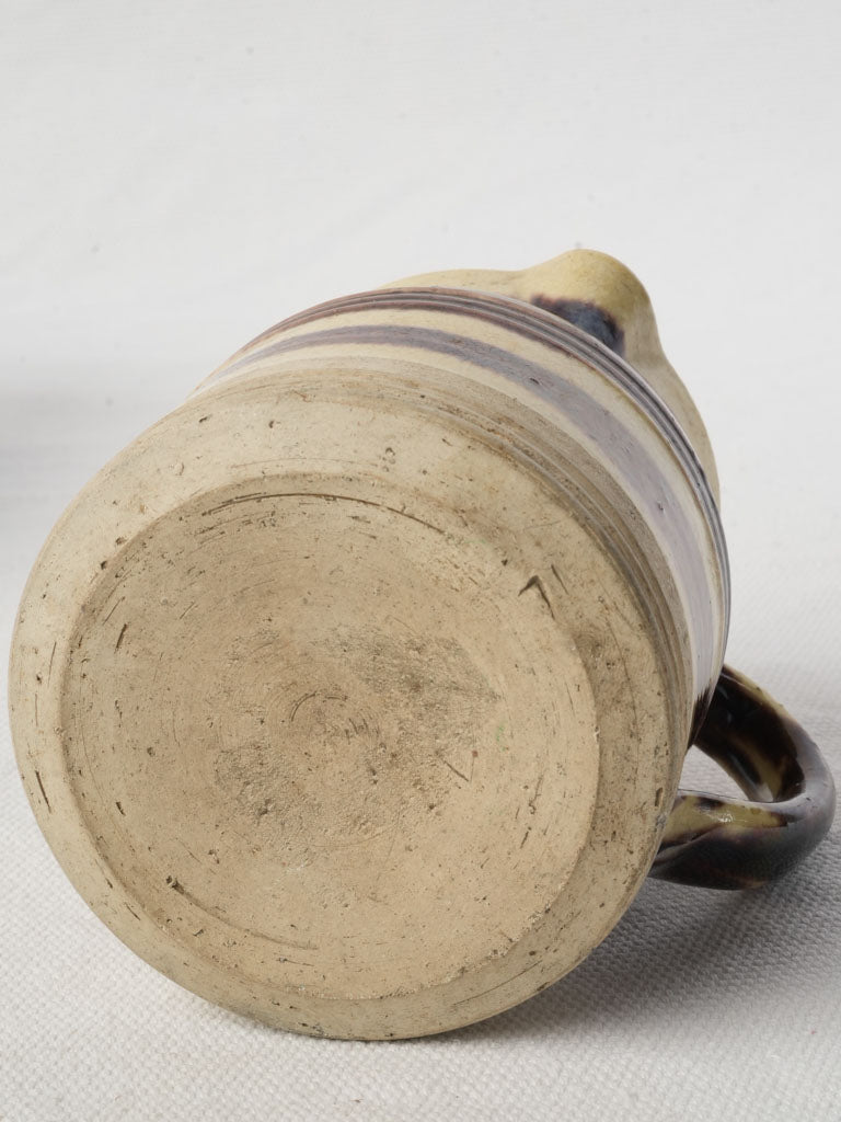 Petite Dieulefit Ceramic Creamer w/ Ringed Chocolate Glaze - 4"