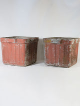 Pair of square Willy Guhl planters - red 17"