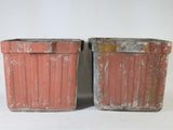Pair of square Willy Guhl planters - red 17"