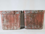 Pair of square Willy Guhl planters - red 17"
