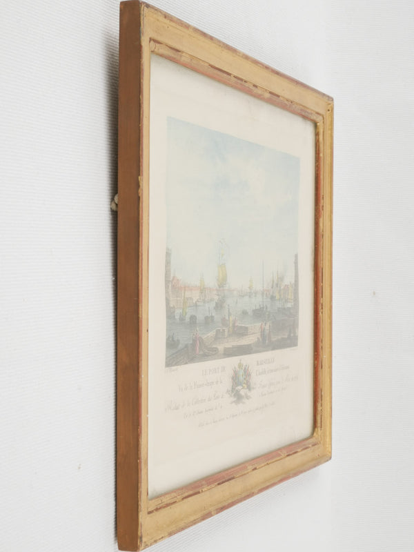 Elegant, historical framed Le Port de Marseille engraving
