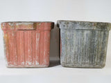 Pair of square Willy Guhl planters - red 17"