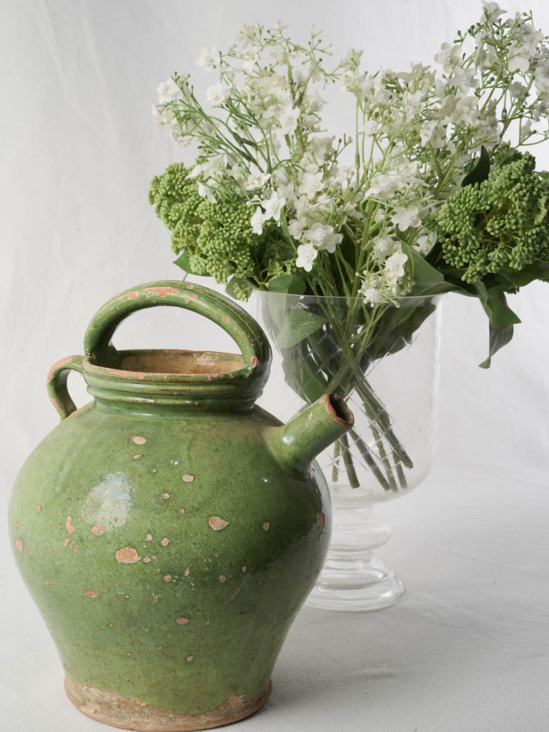 Provençal Green Glazed Cruche From The Late 19th Century - 11¾"