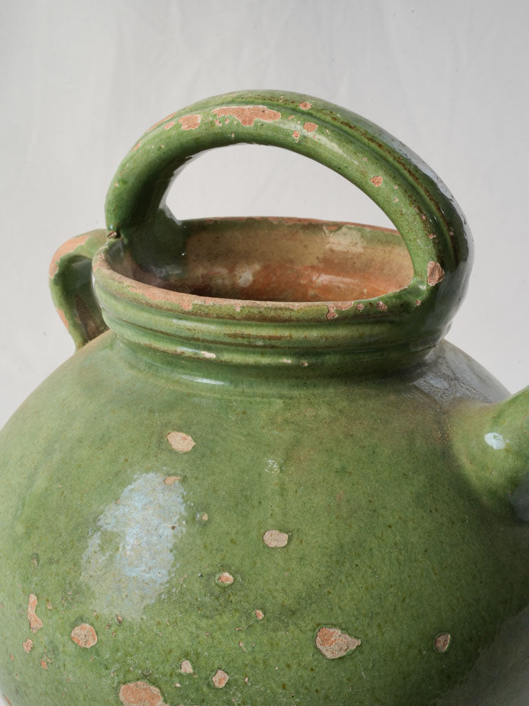 Provençal Green Glazed Cruche From The Late 19th Century - 11¾"
