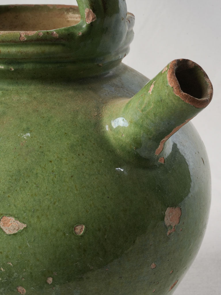 Provençal Green Glazed Cruche From The Late 19th Century - 11¾"