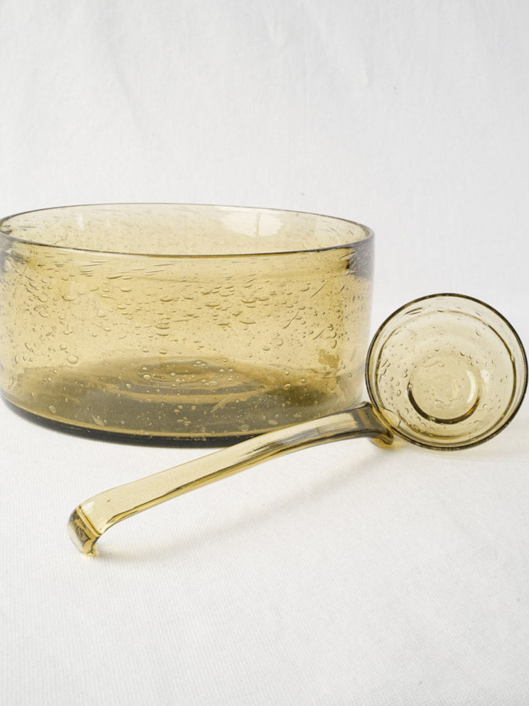 Vintage Bubble Glass Sangria Bowl w/ Matching Ladle from Biot - 9¾"