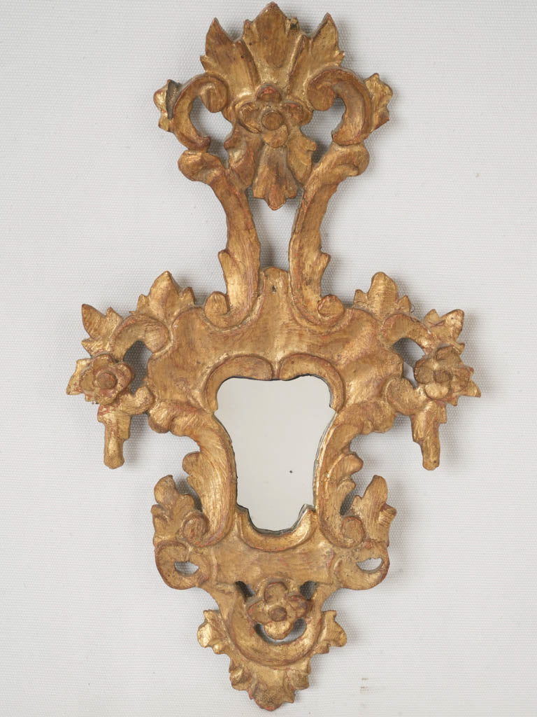 Petite 19th-Century Rococo-Style Gilded Mirror- 15¾"