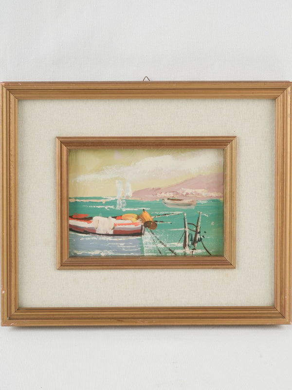 Vintage French marine oil painting