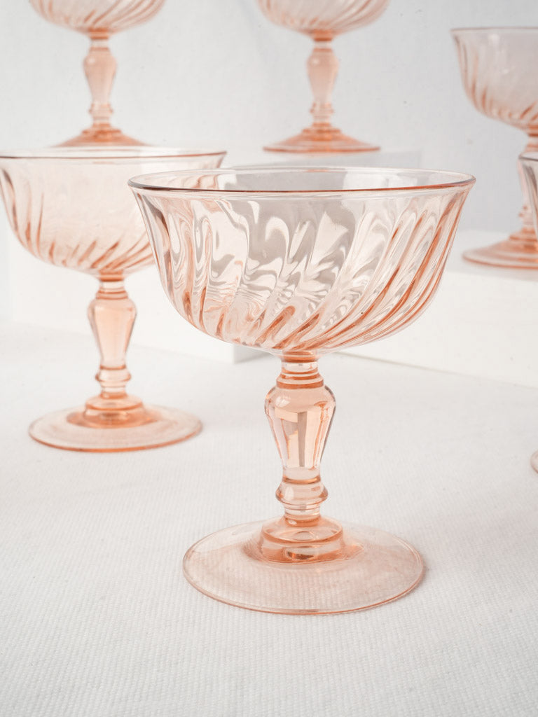 Flamingo pink spiral-ribbed drinkware  