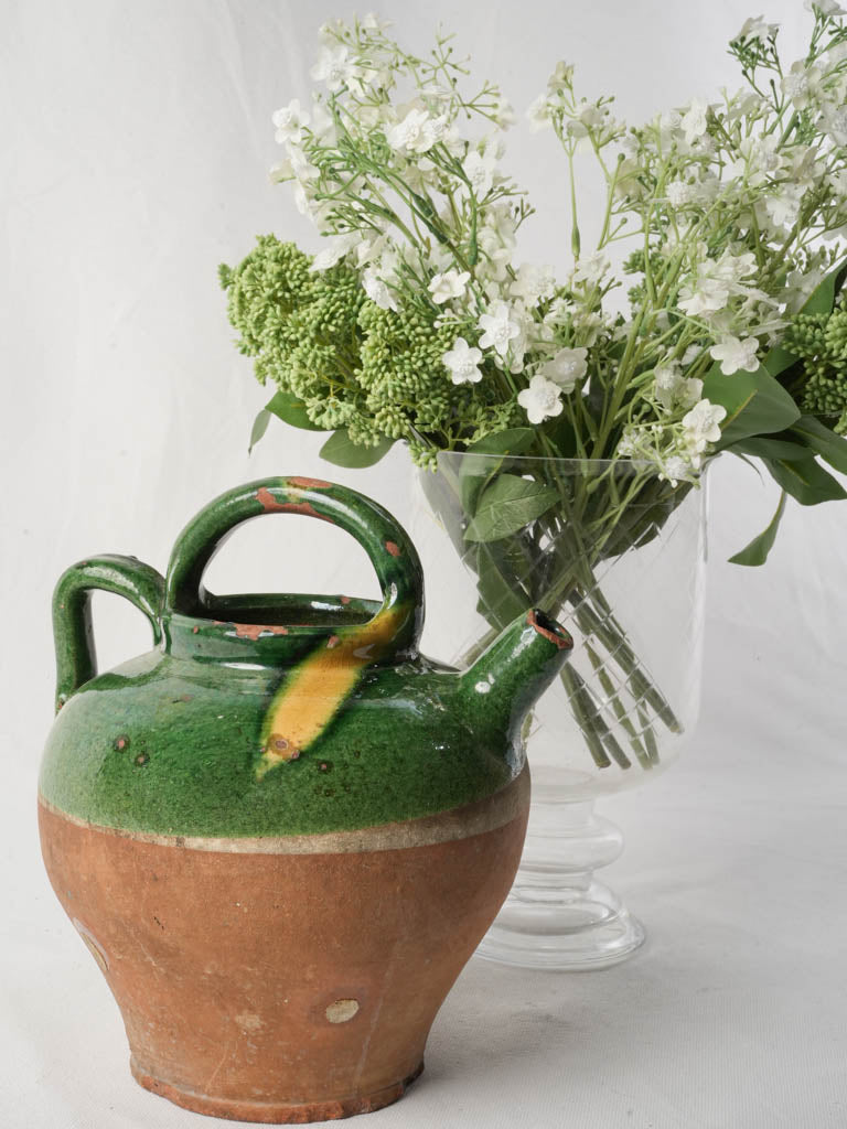 Rustic Provençal Terracotta Jug w/ Double Handle Circa 1900 - 10¼"