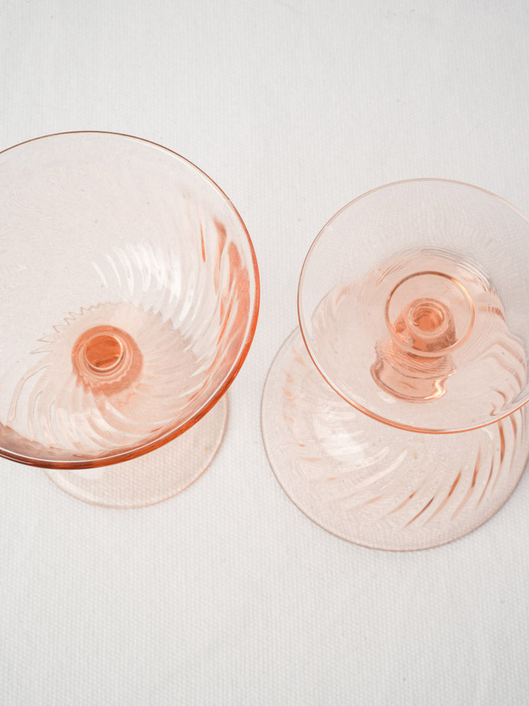 Unique artisanal French pink glasses  