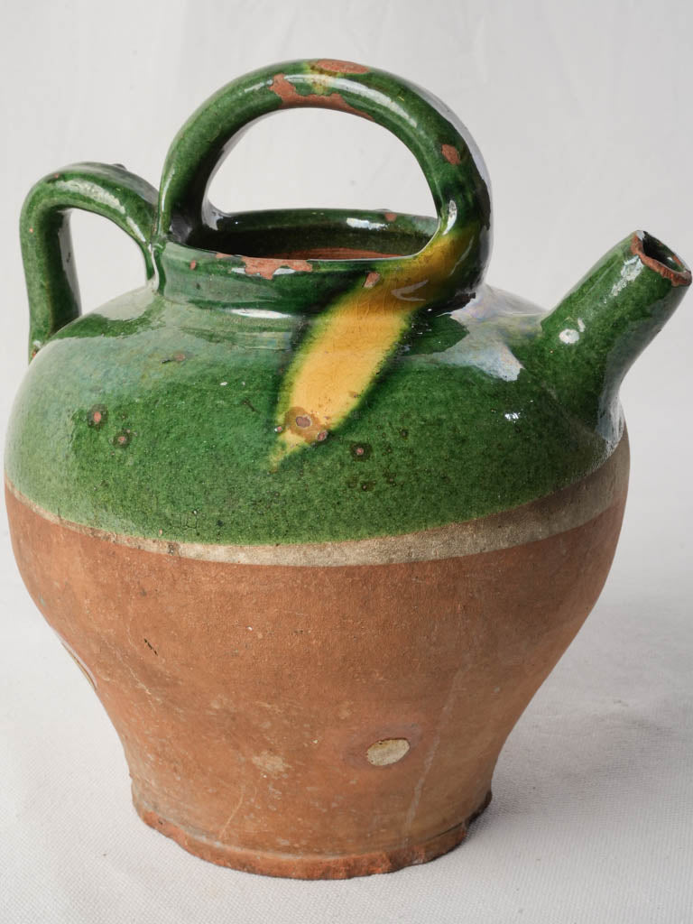 Rustic Provençal Terracotta Jug w/ Double Handle Circa 1900 - 10¼"