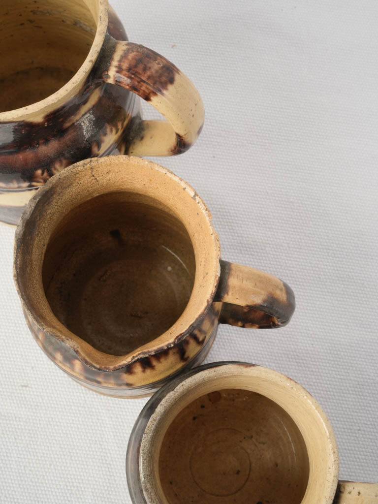 Graduated Set Of Five Early 20th Century Dieulefit Ceramic Pitchers