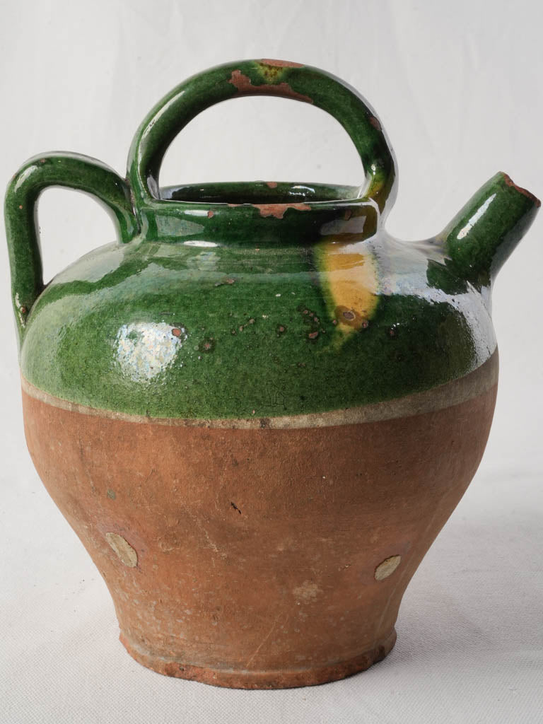 Rustic Provençal Terracotta Jug w/ Double Handle Circa 1900 - 10¼"