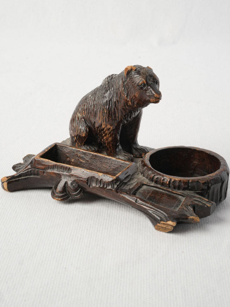 Late 19th Century Black Forest Carved Bear Desk Inkwell - 3½"