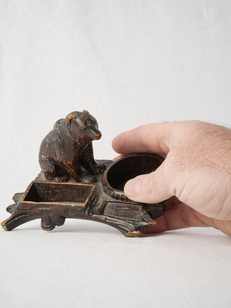 Rustic lindenwood bear desk set  