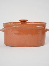 Vintage terracotta oval-shaped serving dish