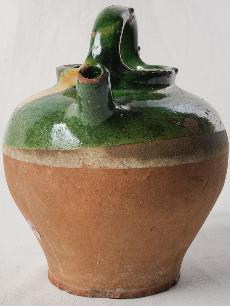 Rustic Provençal Terracotta Jug w/ Double Handle Circa 1900 - 10¼"
