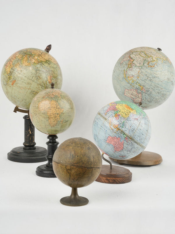 Antique French wooden globe collection