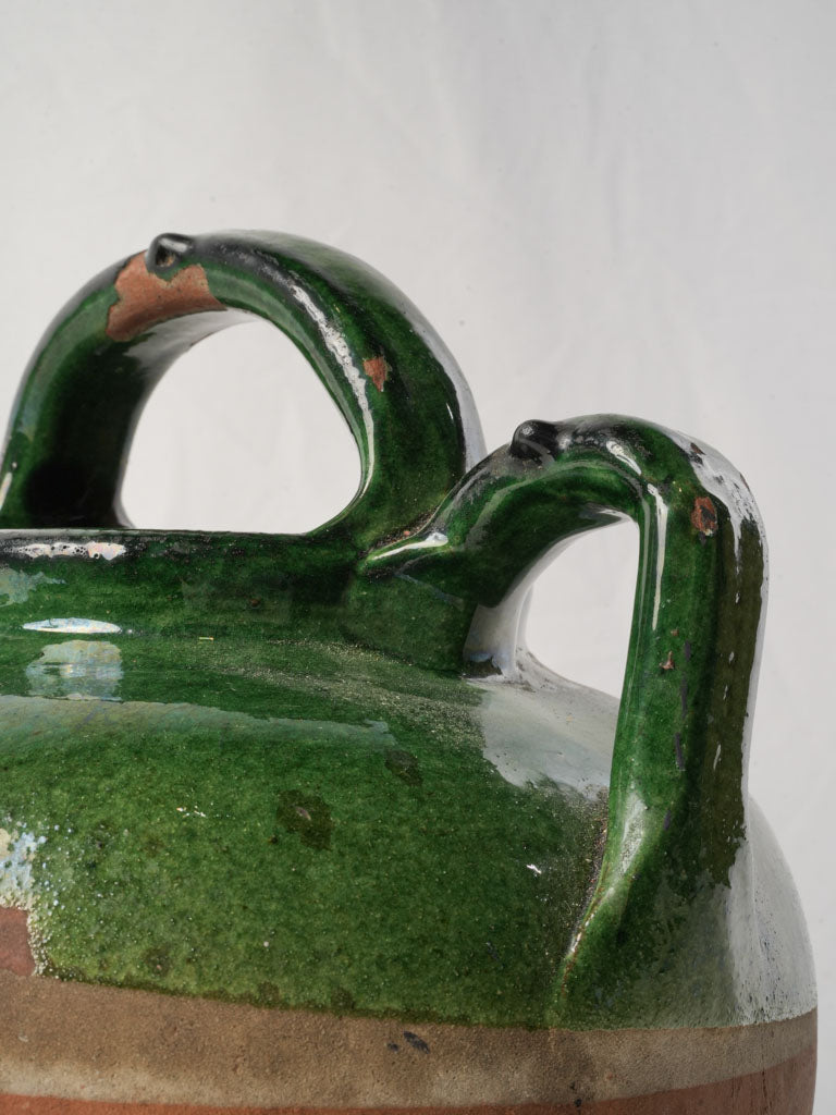 Rustic Provençal Terracotta Jug w/ Double Handle Circa 1900 - 10¼"