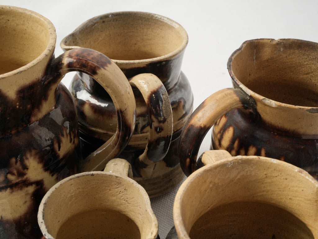 Graduated Set Of Five Early 20th Century Dieulefit Ceramic Pitchers