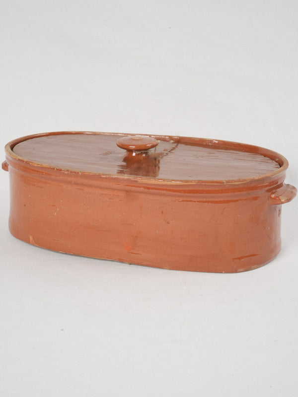 Antique Savoyard terracotta tureen ochre glaze