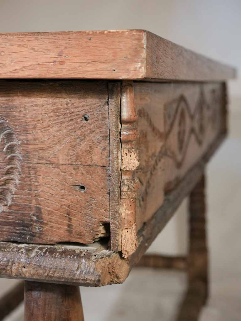 Sturdy replaced-handle Italian antique desk