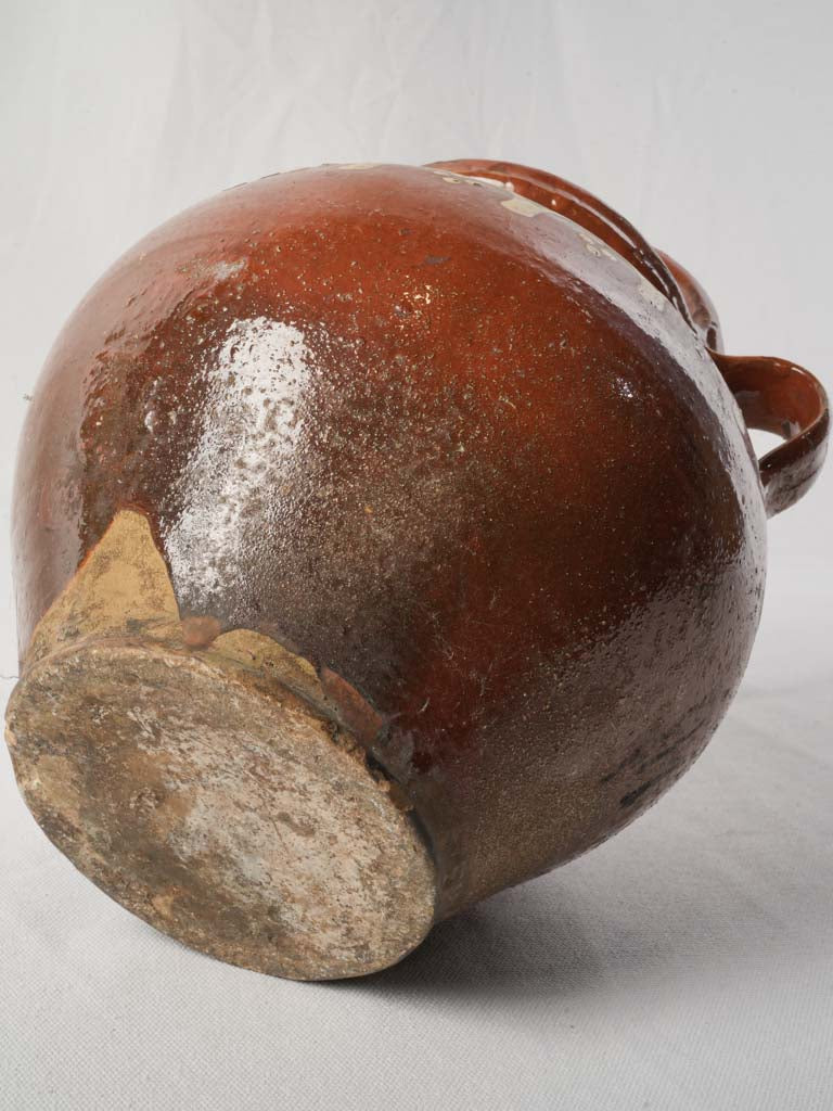 Large Antique Terracotta Water Jug w/ Cream Painted Decoration - 12½"