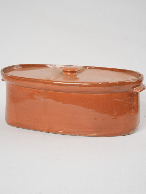 Haute Savoie antique 8-liter tureen w/ cinnamon color glaze - large 6¼"