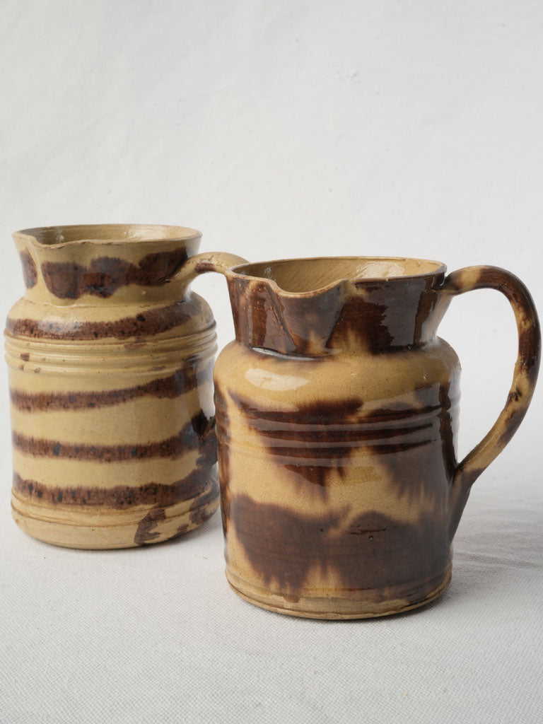 Handcrafted drip-glazed pitchers  