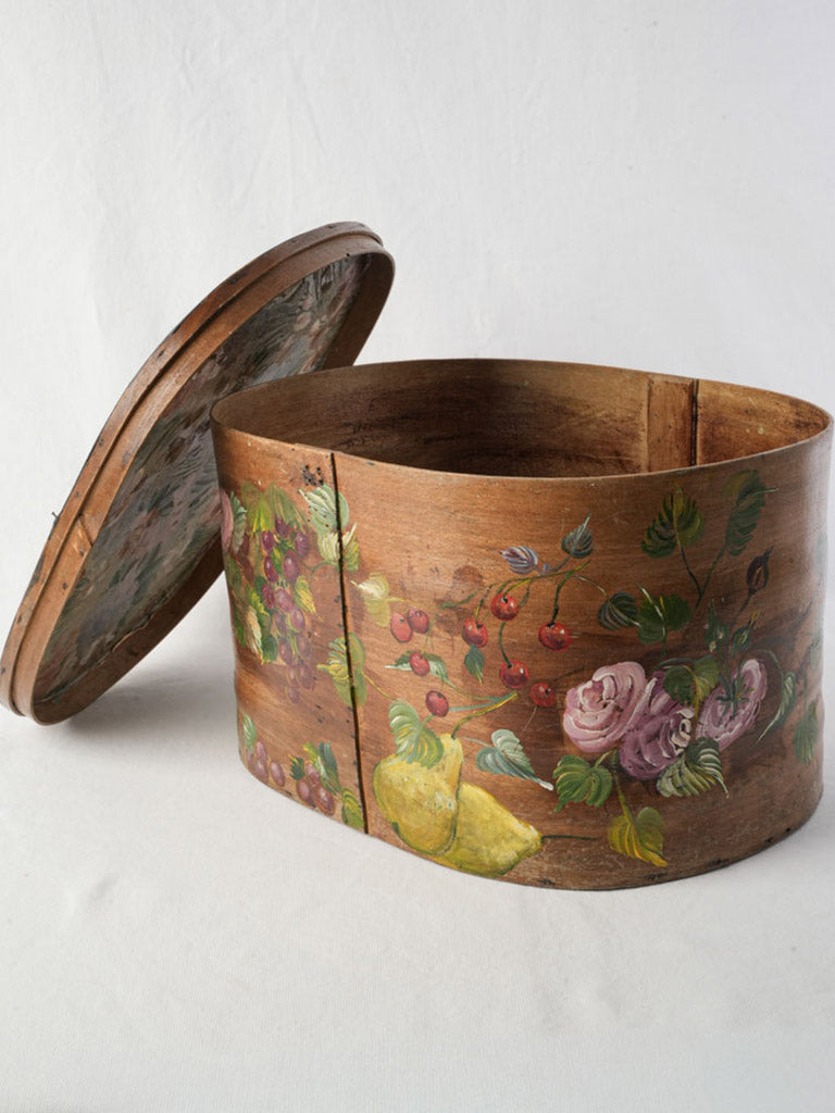 French Belle Époque Hand-Painted Hat Box Circa 1900 - 10¼" x 17"