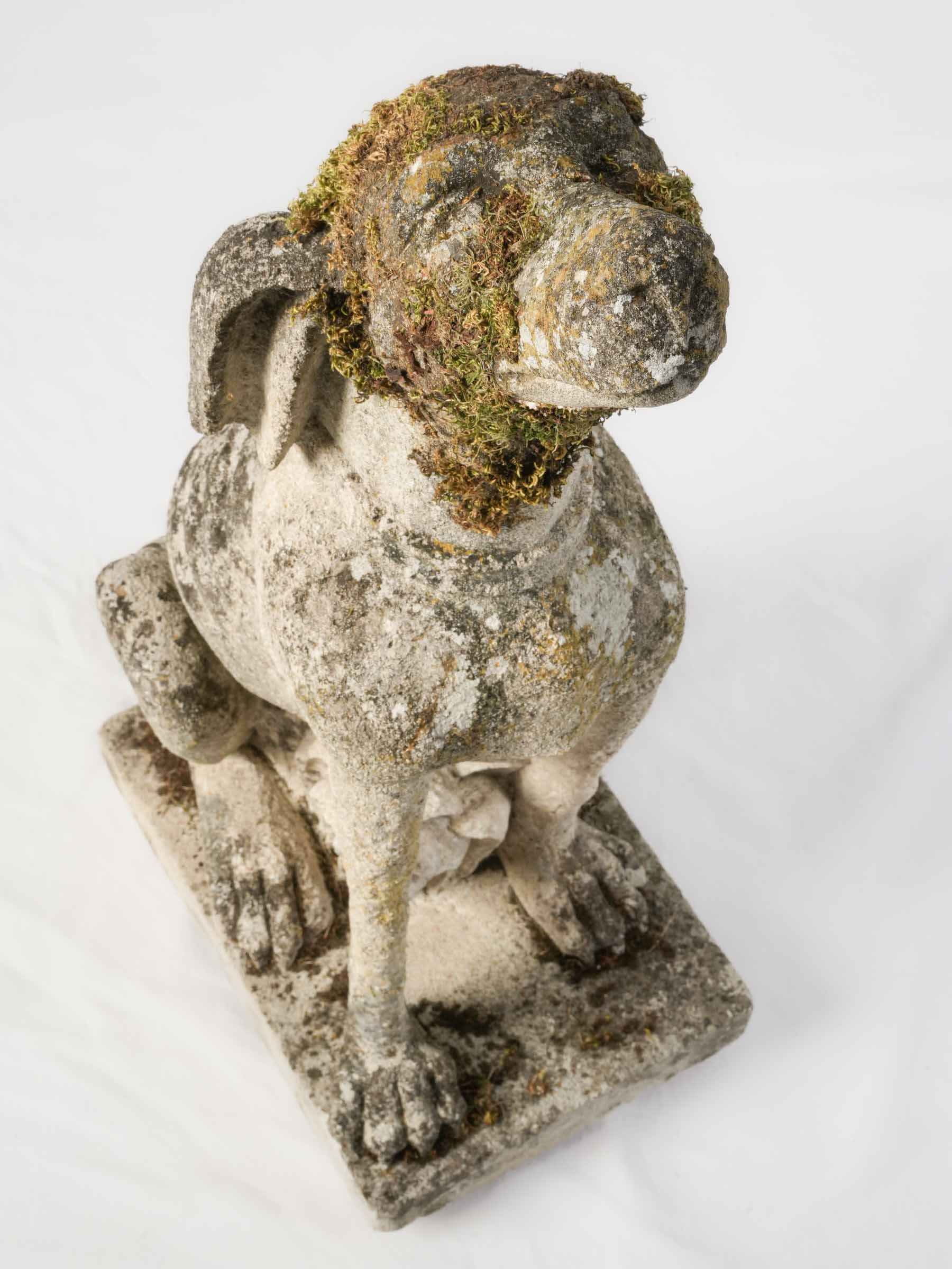 Patinated historic dog garden figure  
