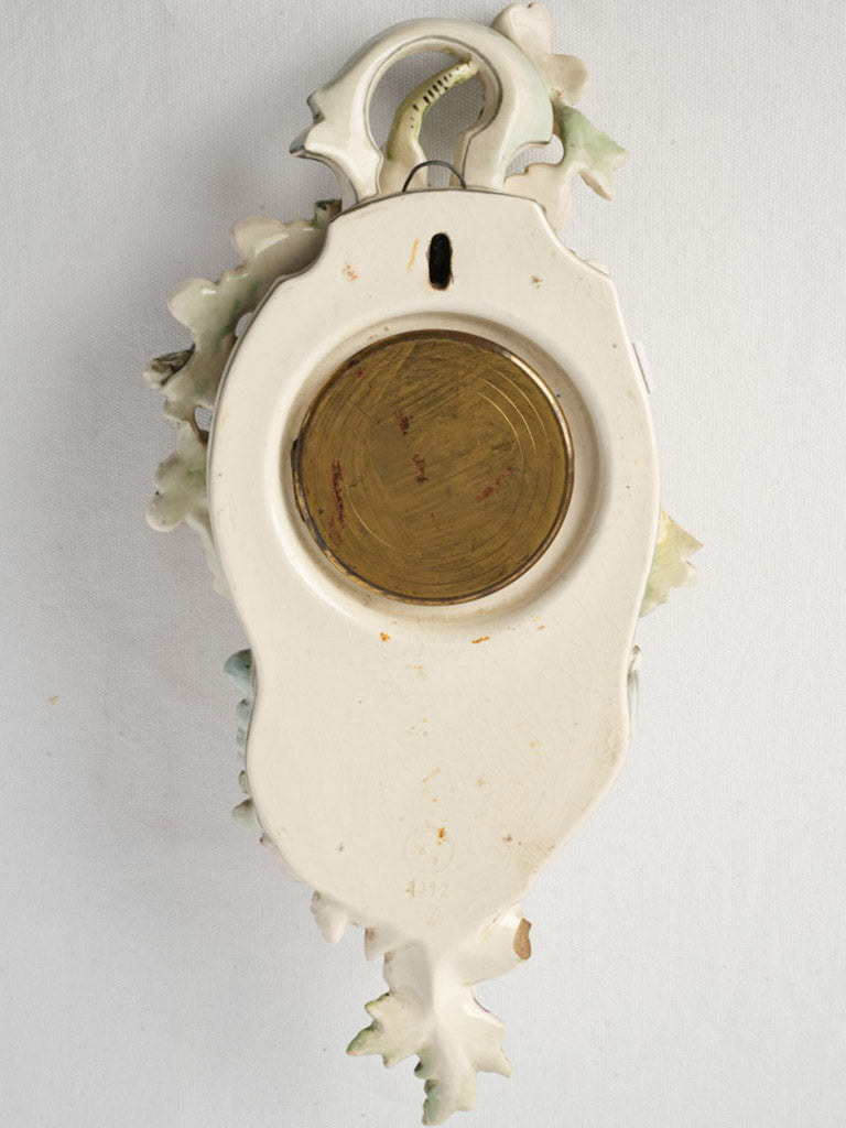 Longwy Ceramic Rococo Revival Wall Cartel Clock Dated 1882 - 16¼"