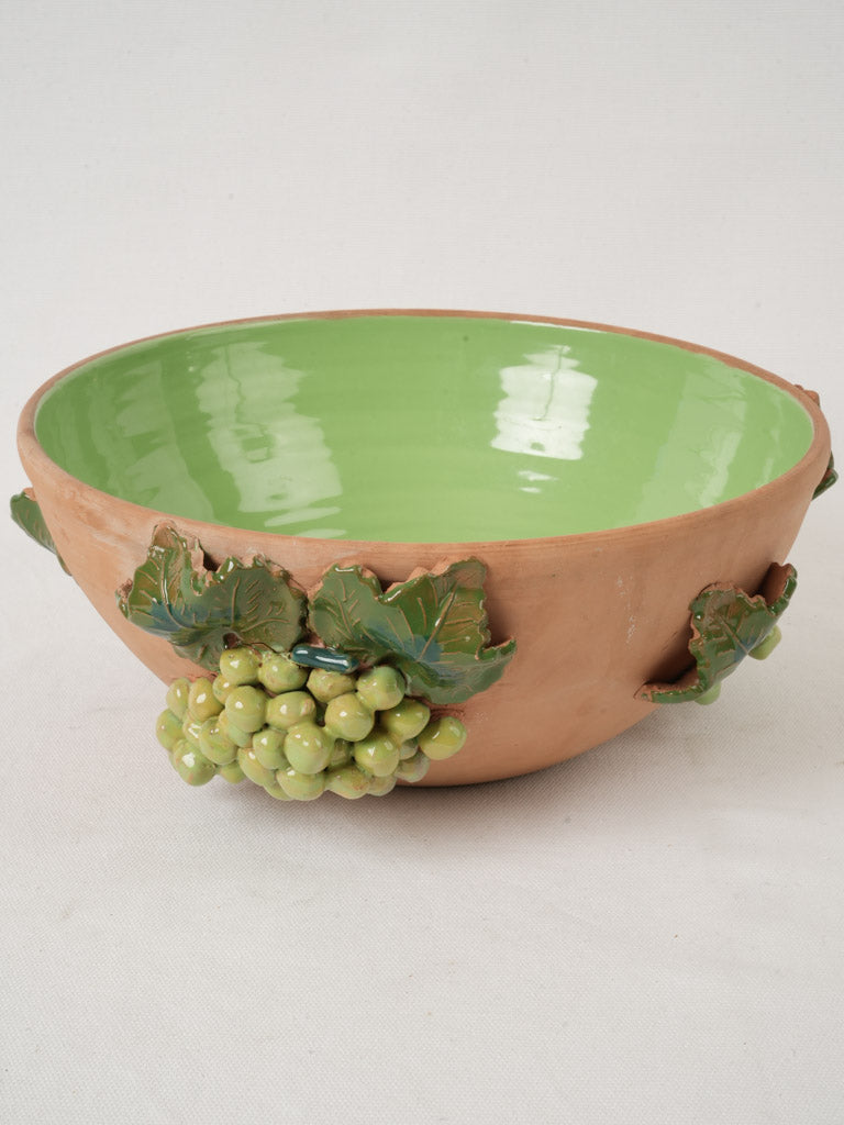 Glossy green glazed centerpiece bowl  
