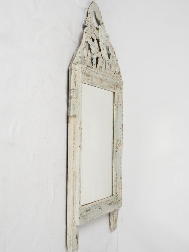 Blue distressed vintage openwork mirror