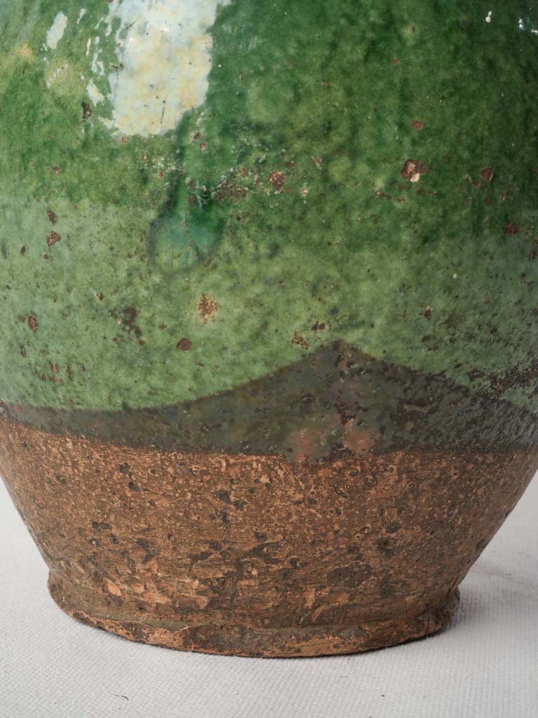 Green-Glazed Terracotta Water Jug w/ Double Handle Circa 1900 - 11½"