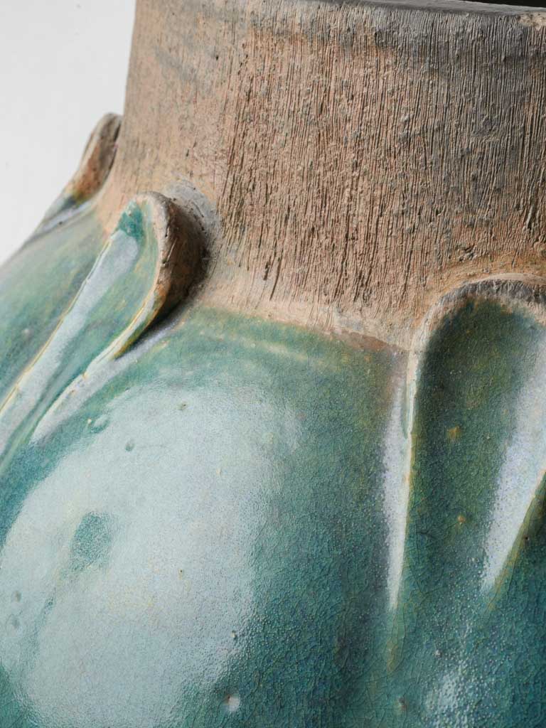 Teal-glazed signature artisan vase  