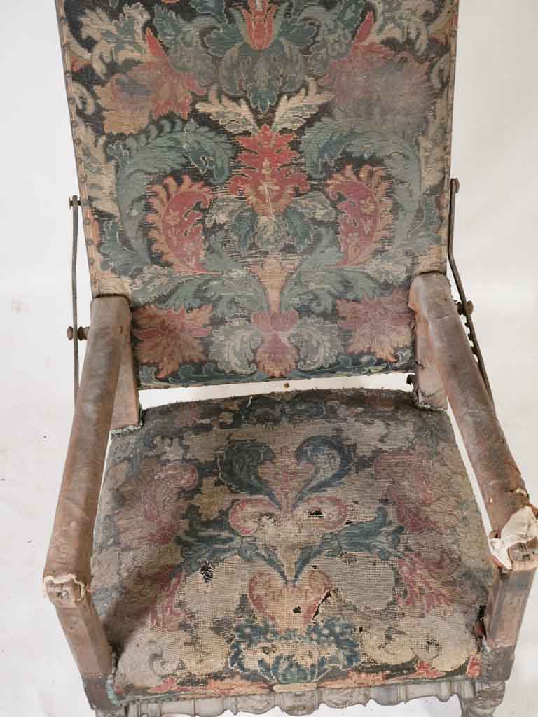 Louis XIV medical reclining chair w/ tapestry